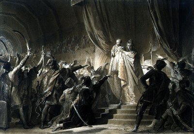 De Keizerin Maria-Theresia (1717-80) presenteert de toekomstige Jozef II aan de Magnaten van Hongarije door Alexandre Evariste Fragonard