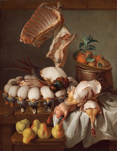 Stilleven met Wild, Vlees en Fruit door Alexandre Francois Desportes