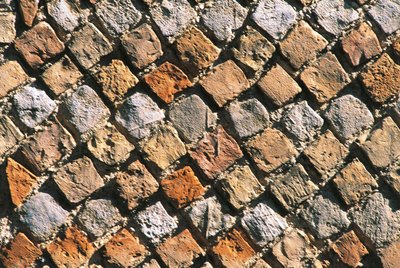 Close-up van een opus reticulatum vloer. Civitella acropolis, Italië, Abruzzen door Nicolas Toussaint Charlet