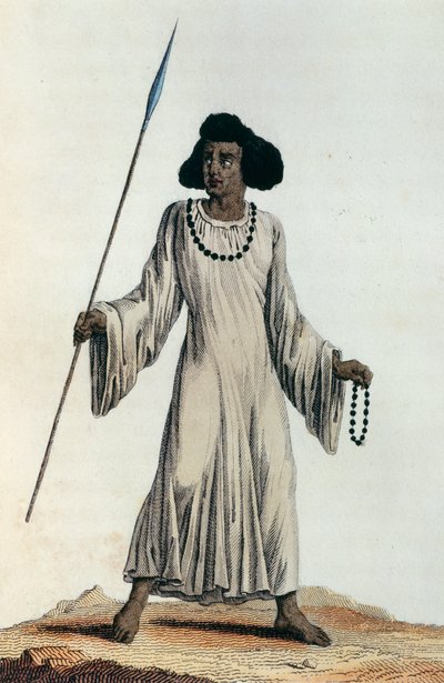 Inboorling van de Boven-Nijl regio in typische kleding, kleurenprint door Nicolas Toussaint Charlet