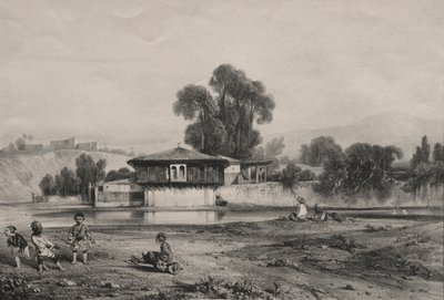Paviljoen aan de rand van een rivier door Alexandre Gabriel Decamps