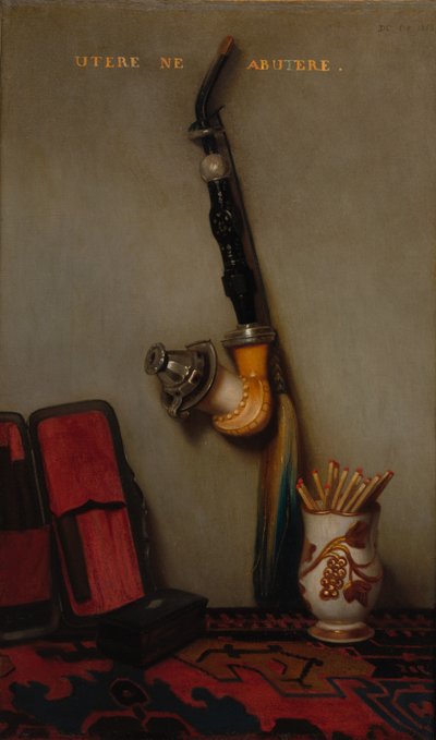 Stilleven met pijp en lucifers en stilleven met haring, brood en kaas (paar), 1858 door Alexandre Gabriel Decamps