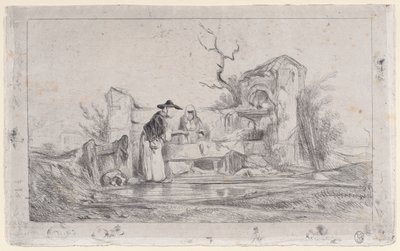 De Wasvrouwen, 1833-38 door Alexandre Gabriel Decamps