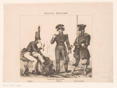Drie Franse militairen door Alexandre Lacauchie