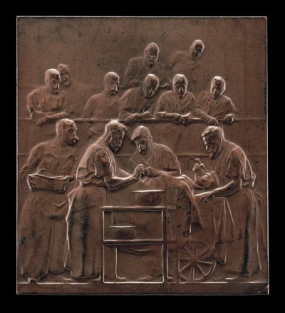 Monod demonstreert een procedure in de operatiekamer [achterzijde], ca. 1906 door Alexandre Louis Marie Charpentier