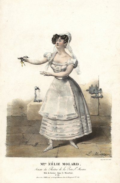 Danseres Miss Zelie Molard en Louise in Le Deserteur door Francois-Alexis Blache Jr., gechoreografeerd door Dauberval, Theatre de la Porte St. Martin door Alexandre Marie Colin