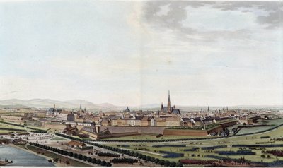 Algemeen uitzicht van Wenen vanaf de Sint-Karlskerk - in Voyage picturesque en Austria door graaf Alexandre de Laborde, Parijs, ed. Didot l