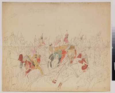 De Maharaja Sher Singh (1807-1843) van Punjab (India) en zijn hof door Alexei Dmitrievich Saltykov