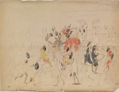 Ontmoeting van Maharaja Sher Singh van Punjab en Britse ambassadeur Clark in 1842, 1842 door Alexei Dmitriyevich Saltykov