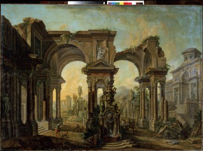 Een architectonisch uitzicht. Schilderij van Alexei Ivanovich Belsky (1730-1796) door Alexei Ivanovich Belsky