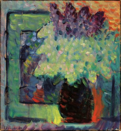 Groot stilleven Seringenboeket in vaas, 1936 door Alexei Javlensky von