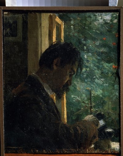De graveur Vasiliy Mate aan het werk door Alexej von Jawlensky