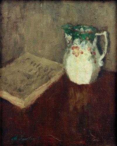 Stilleven met kruik en boek door Alexej von Jawlensky