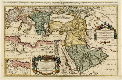 1692 kaart van het Turkse Rijk in Europa, Azië en Afrika door Hubert Jaillot door Alexis Hubert Jaillot