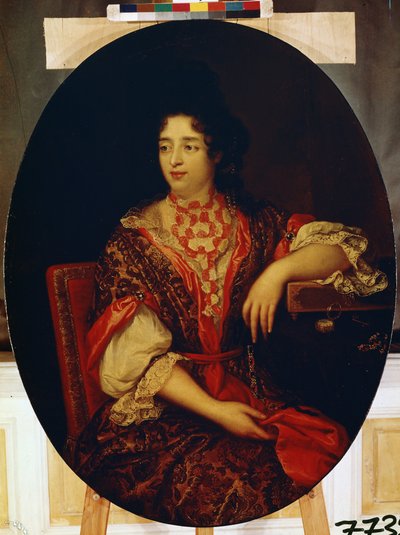 Portret van een hofdame aan het hof van de koningin van Frankrijk door Alexis Simon Belle