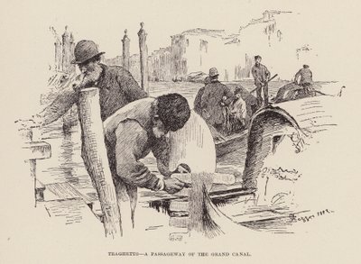 Traghetto, Een Doorgang van het Grote Kanaal (gravure) door Alezzandro Zezzos