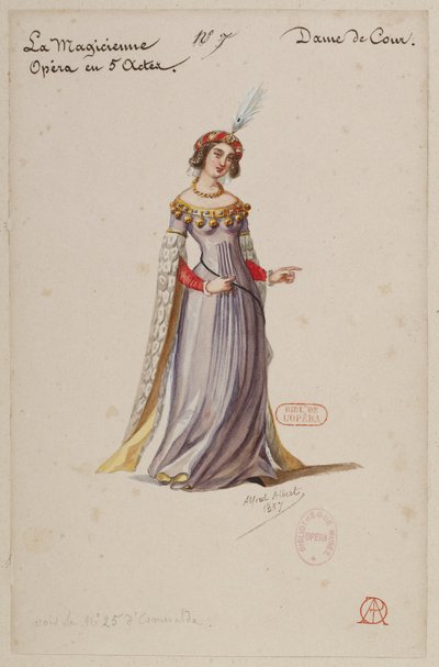 Halévy - La magicienne - kostuumontwerpen van Alfred Albert - 07. Dame van het hof door Alfred Albert