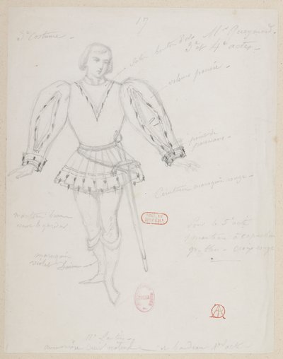Halévy - La magicienne - kostuummodellen van Alfred Albert - 17 (Réné), M. Gueymard, 3e kostuum, 3e en 4e akte door Alfred Albert