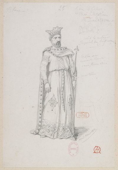 Halévy - La magicienne - kostuummodellen door Alfred Albert - 25. Schaakspel, Christian koning, M. Lefèvre Schaakspel, Christian koning, M. Lefèvre door Alfred Albert