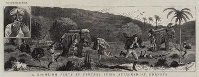 Een Jachtpartij in Centraal India aangevallen door Horzels door Alfred Chantrey Corbould