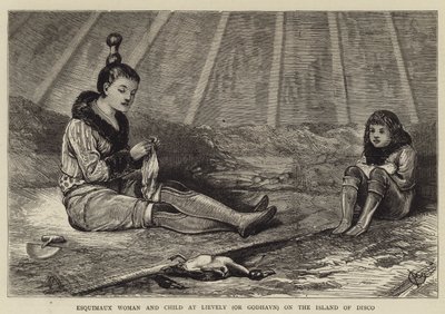 Eskimo Vrouw en Kind bij Lievely (of Godhavn) op het Eiland Disco door Alfred Chantrey Corbould