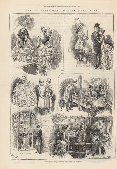 Schetsen van antieke kostuums en van het oude Londen door Alfred Chantrey Corbould
