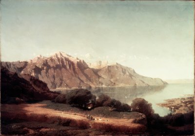 Uitzicht op het meer van Genève door Alfred Chavannes