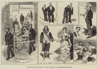 Kerstentertainment voor de patiënten in Charing-Cross Hospital door Alfred Courbould