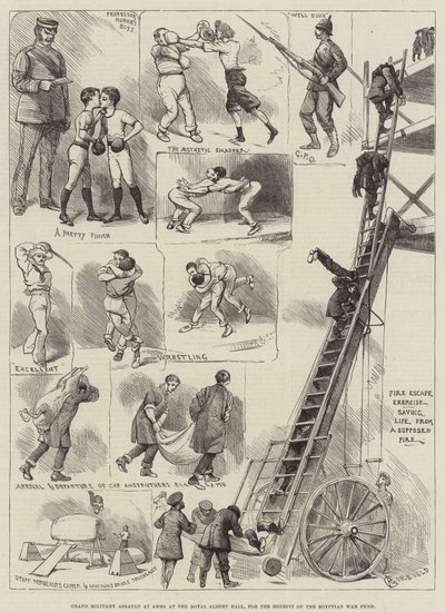 Groot militair aanval bij de Royal Albert Hall, ten behoeve van het Egyptische oorlogsfonds door Alfred Courbould