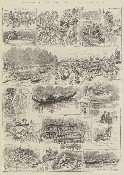 Schetsen bij de Henley Regatta door Alfred Courbould