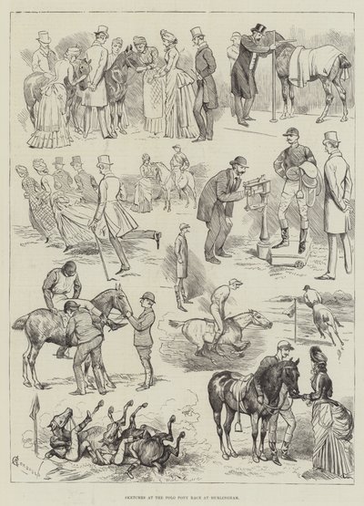 Schetsen bij de Polo Pony Race in Hurlingham door Alfred Courbould