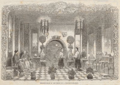 Salon in het huis van een Chinese edelman door Alfred Crowquill