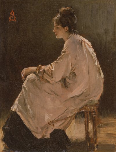 Zittend meisje door Alfred Emile Stevens
