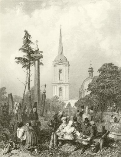 Begraafplaats van de Smolensko-kerk door Alfred Gomersal Vickers
