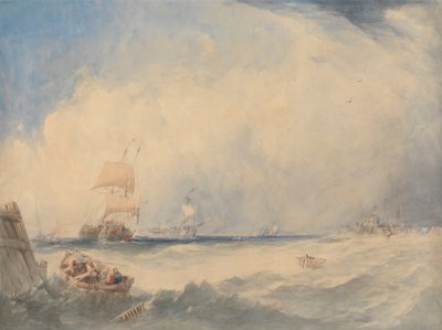 Scheepvaartscène in de Haven van Duinkerke door Alfred Gomersal Vickers