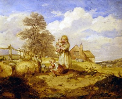 Kinderen en schapen onder een boom door Alfred H. Green