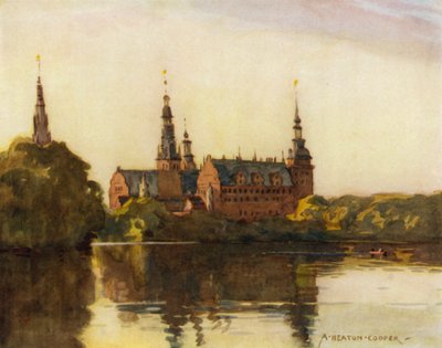 Denemarken: Frederiksborg Kasteel (kleur litho) door Alfred Heaton Cooper