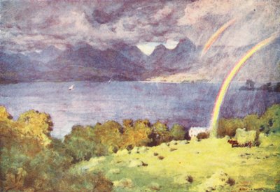 Lake District: Windermere en Langdale Pikes, vanaf Lowwood door Alfred Heaton Cooper