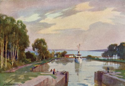 Sjotorp-sluizen, Gota-kanaal door Alfred Heaton Cooper