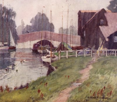 Wroxham Brug, Norfolk, Een Regenachtige Dag door Alfred Heaton Cooper