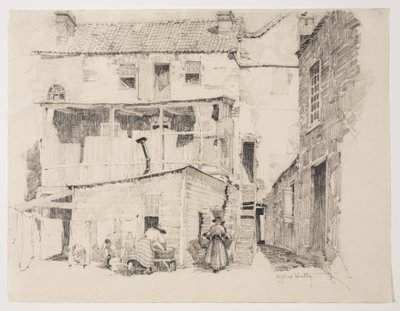 Maandagochtend in Charlestown, ca 1877-1922 (potlood) door Alfred Heber Hutty