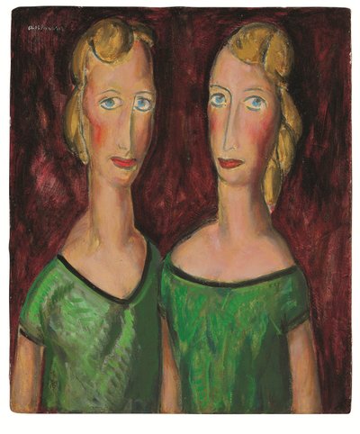 Twee Zusters in Groen, ca. 1920 door Alfred Henry Maurer