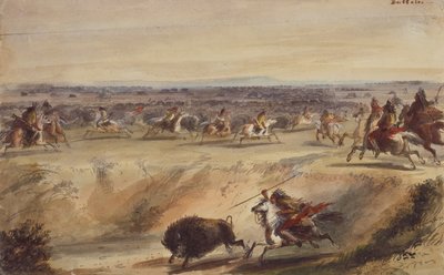 Een Omringing of Jacht op de Buffel, c.1839 door Alfred Jacob Miller
