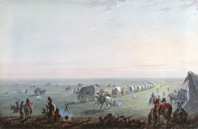 Kamp opbreken bij zonsopgang door Alfred Jacob Miller