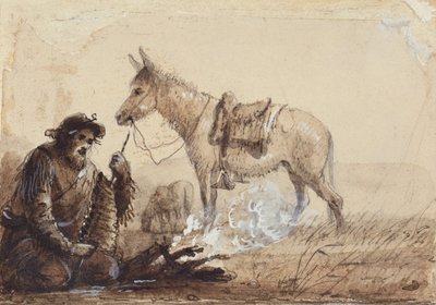 Francois bereidt het avondeten voor, c.1837 door Alfred Jacob Miller
