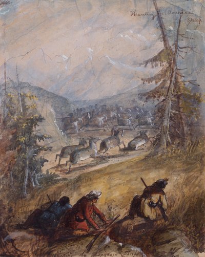 Jacht op het bergschaap door Alfred Jacob Miller