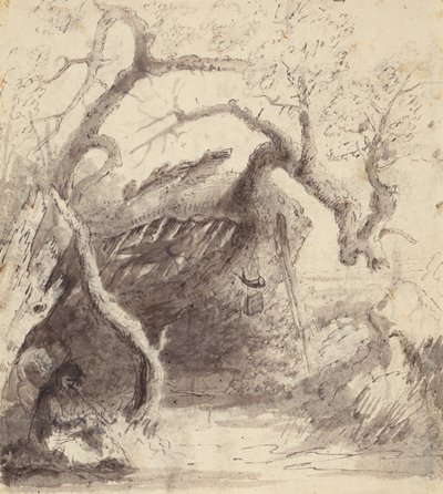 Indiaanse hut aan de Platte, ca. 1837 door Alfred Jacob Miller