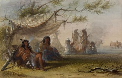 Indiaans kampement door Alfred Jacob Miller
