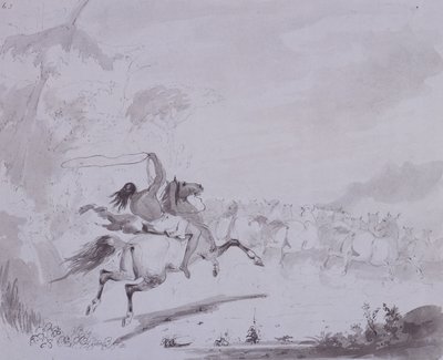 Het Werpen van de Lasso, c.1837 door Alfred Jacob Miller