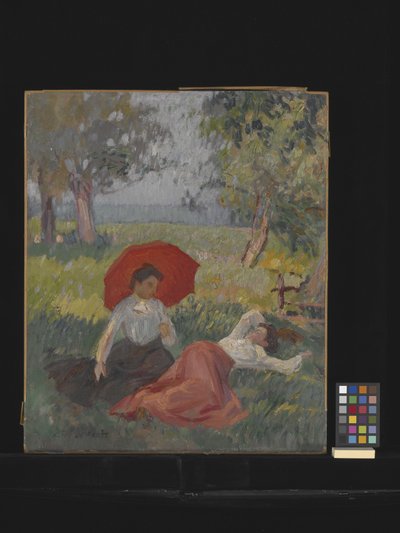 Twee vrouwen rustend in een landschap door Alfred Le Petit